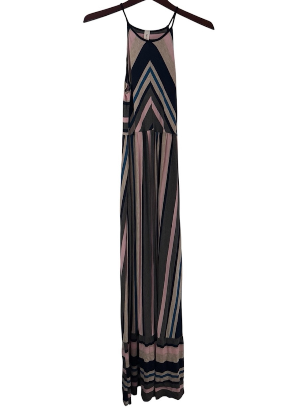 Vanilla Bay Striped Chevron High Neck Sleeveless Maxi Dress (No Size Tag)